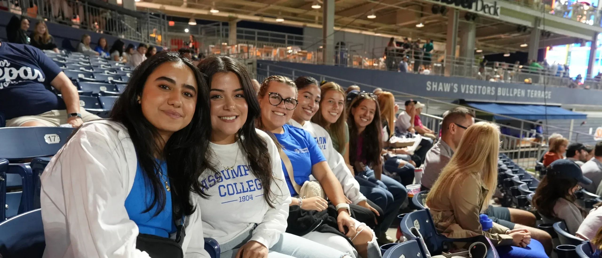 A group of students at a WooSox game.