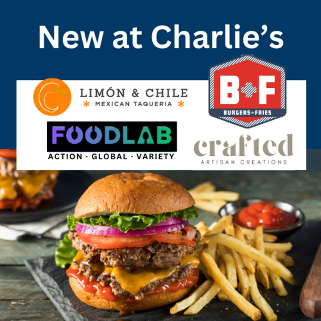 Flyer for Charlie's featuring the new menu items
