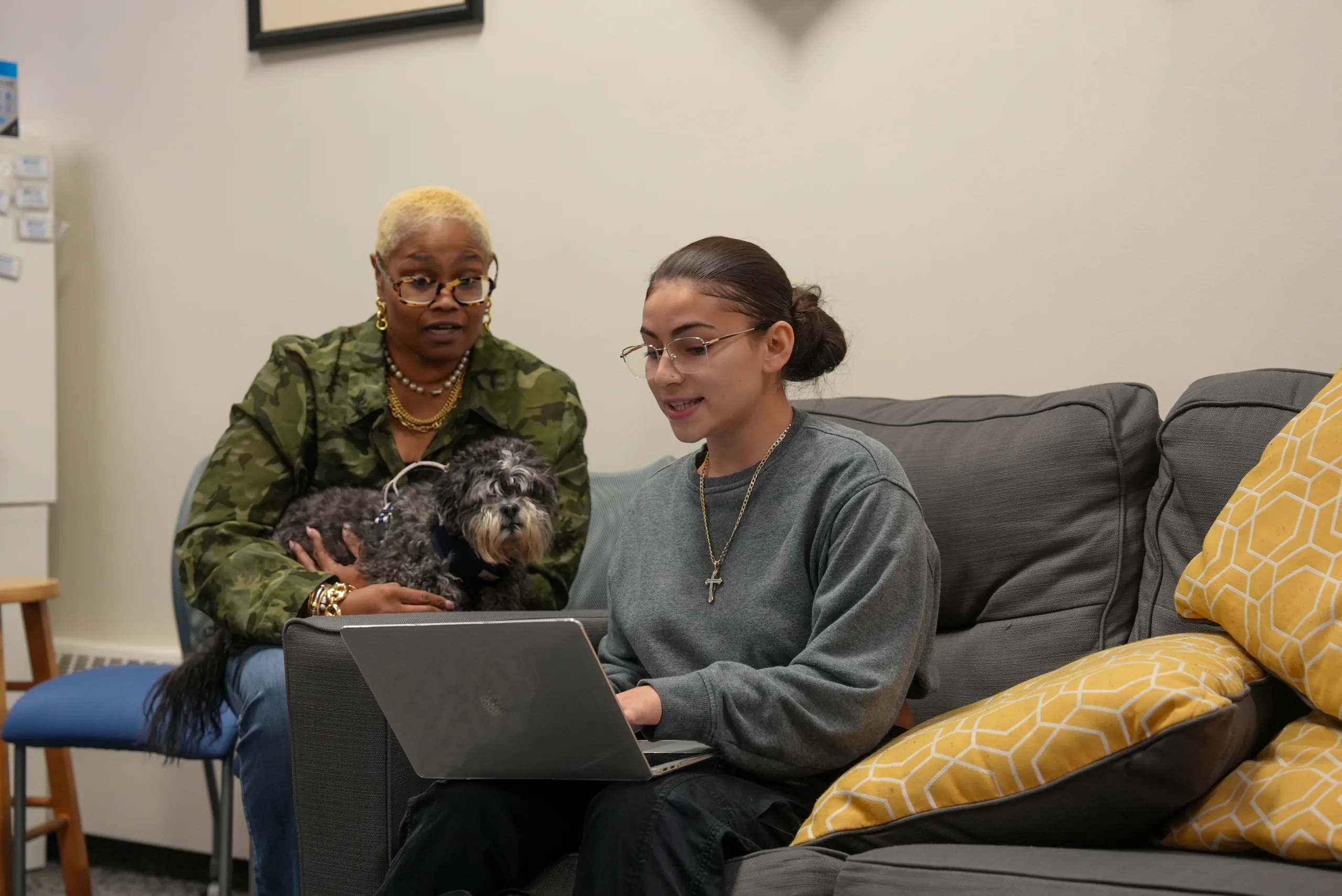 Staff member and a student in the Cross Cultural Center