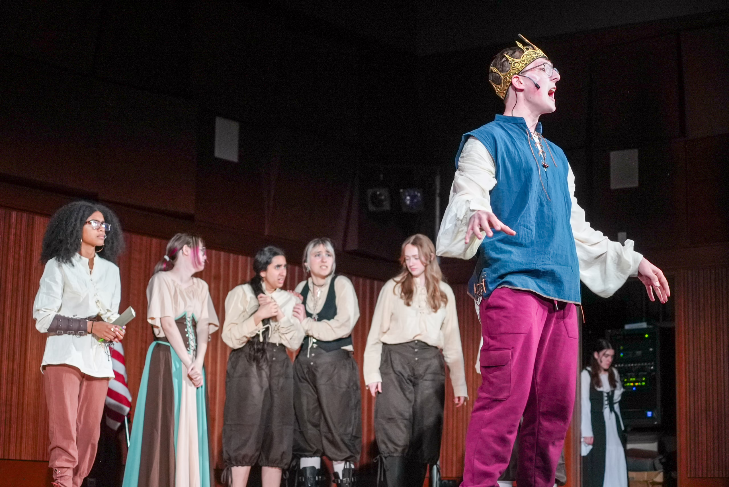 Nick Dulling '25 performs as Nick Bottom in Something Rotten!