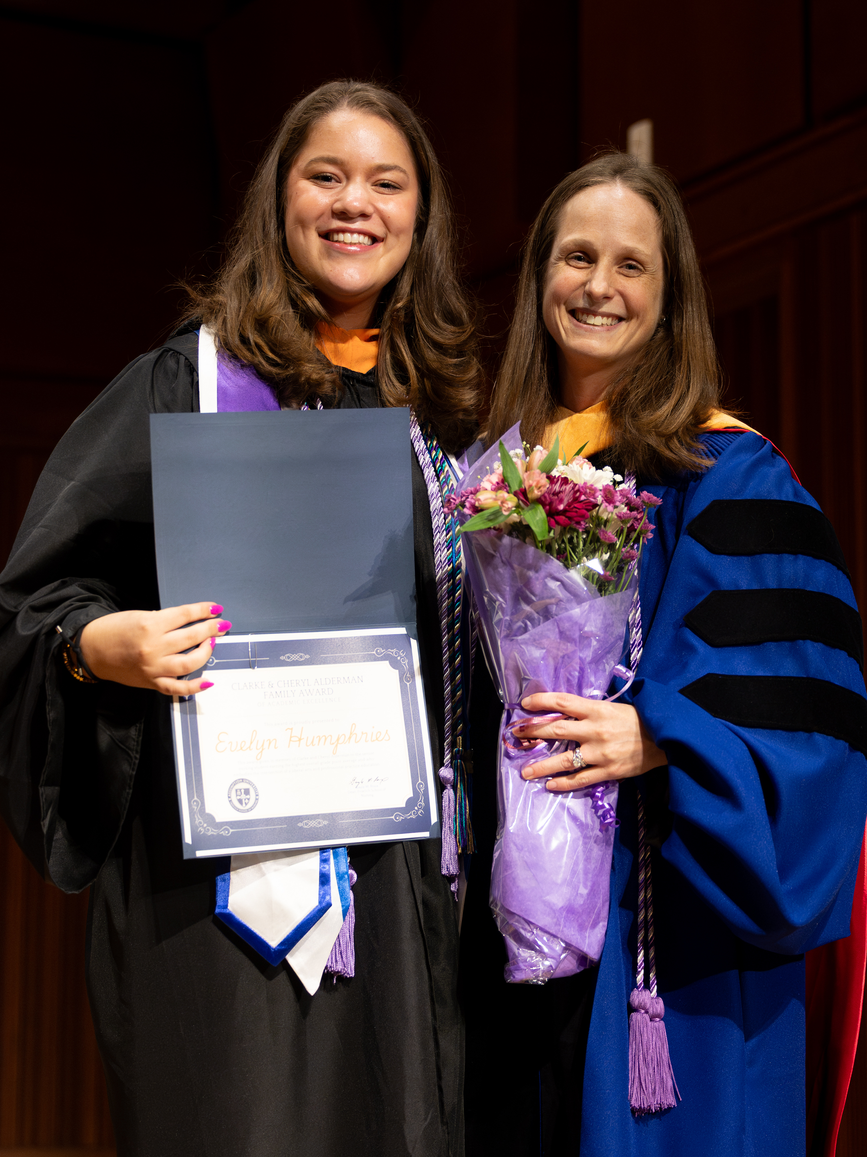 Evelyn Humphries receives an award at nursing pinning